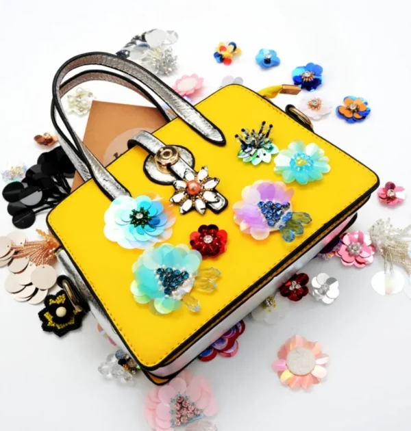 Handmade Flower Colored Sequin Beads Flower Cloth Sticker Small DIY Clothing Accessories Shoes Bag Decoration Patch Hand Sewn
