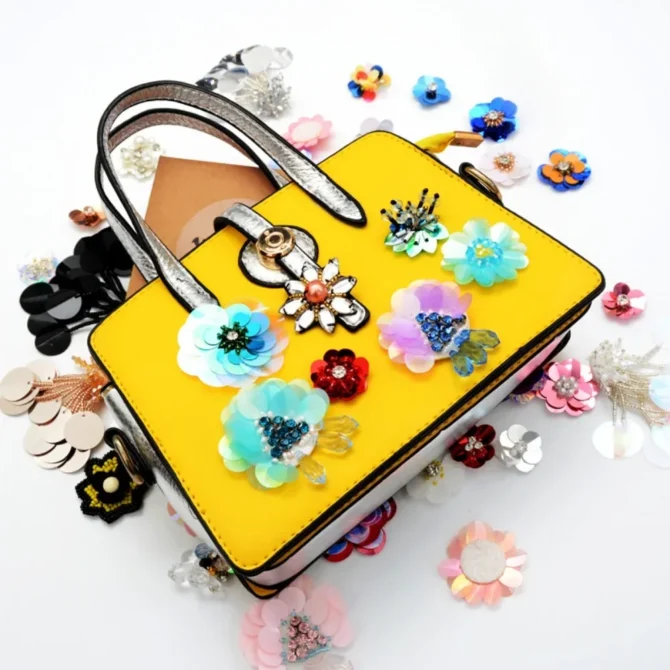Handmade Flower Colored Sequin Beads Flower Cloth Sticker Small DIY Clothing Accessories Shoes Bag Decoration Patch Hand Sewn