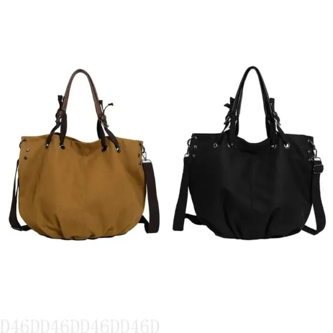 D46D Women Large Capacity Shoulder Bag Top Handle Bag Student Canvas Crossbody Bag Shopping Bag Japanese Styles Messenger Bag
