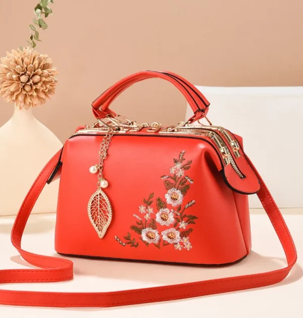 PU Leather Crossbody Bags Zipper New Fashion Embroidery Shoulder Bag for Women Thread Boston Pillow Bags Purse and Handbags