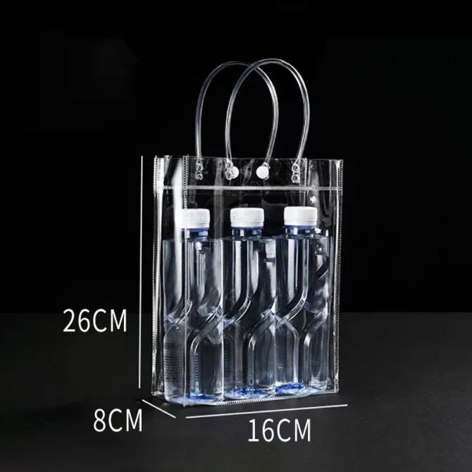 1Pcs Portable Transparent soft PVC gift tote packaging bags with hand loop, clear Plastic handbag, cosmetic bag ﻿