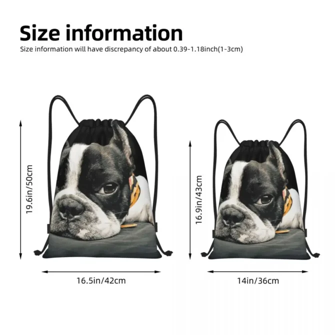 Black Boston Terrier Backpacks Fashion Portable Drawstring Bags Sundries Bag Book Bags For Travel School