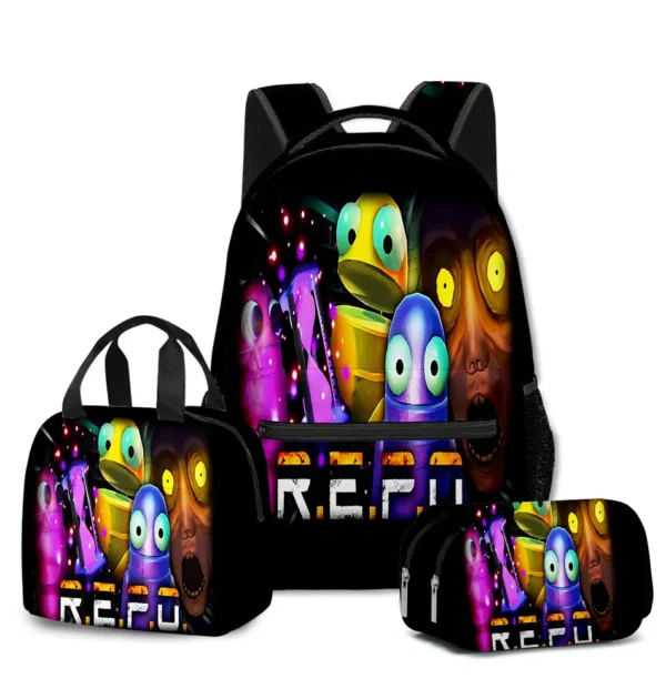 Classic Popular Novelty R.E.P.O repo 3D Printed 3pcs/Set student School Bags Travel Notebook Backpack Lunch bag Pencil Case