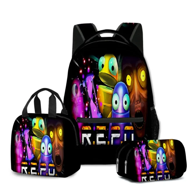 Classic Popular Novelty R.E.P.O repo 3D Printed 3pcs/Set student School Bags Travel Notebook Backpack Lunch bag Pencil Case