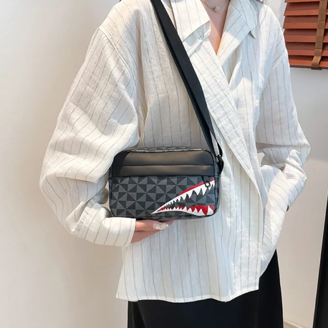 Creative Shark Mouth Crossbody Bag Simple Coin Purse Mobile Phone Bag Casual Fashion Crossbody Large Capacity Small Square Bag