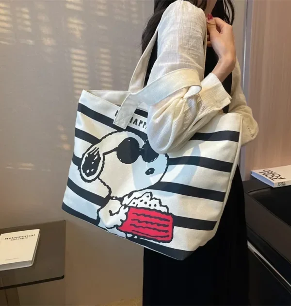 Girl fashion stripe Canvas shoulder Bag Women Large Capacity 2023 New Cartoon Snoopy Tote Bag handbag shopping bag 46x38x18cm