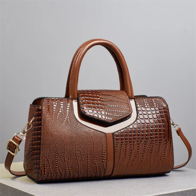 2025 Women's Crocodile Texture Tote Bag Large Capacity PU Crossbody Shoulder Bag 6 Colors Pillow Design for Daily