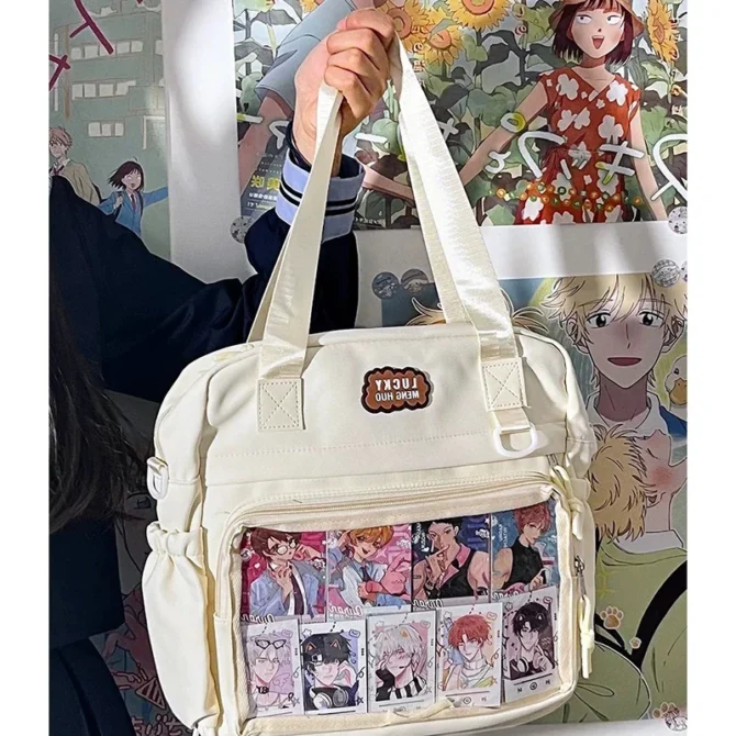 HAEX Harajuku Women Ita Bags Fashion DIY Anime Badge E Girl Backpacks Casual Nylon Large Capacity Commute Mochilas Para Mujer