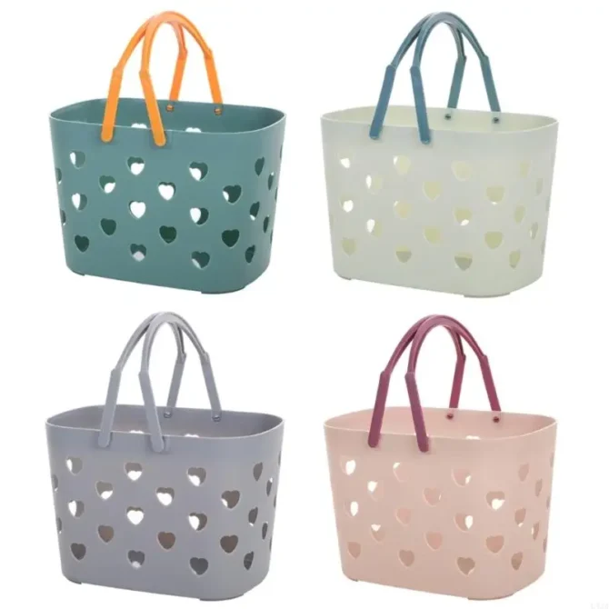 L43A Plastic Cleaning Supply Storage Basket Portable Hollow Shower Tote Bag