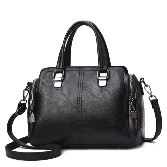 2025 Soft PU Leather Boston Shoulder Bag Women's Crossbody Handbag with Zipper Compartments, 7 Colors, Medium Size