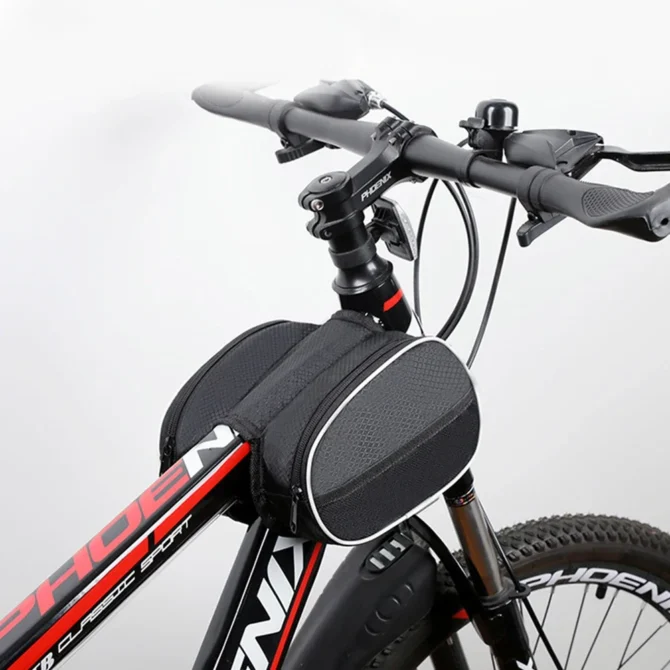 Saddle Bag Front Beam Bag Mountain Bike Storage Case Waterproof Black/Camo Polyester Material Storage Bag Storage Holder