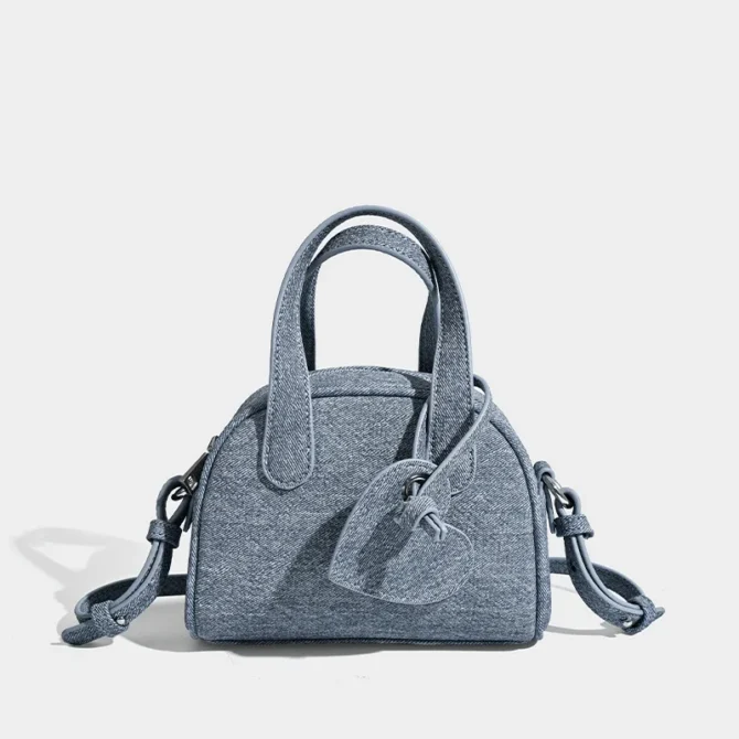 Vintage imitation denim women handbag small Boston bag Trend Designer female shoulder messenger bag PU Leather ladies totes