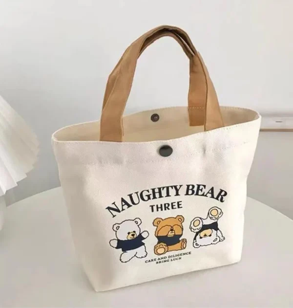 Canvas Bag Small Versatile Handbag Female Student Lunch Box Bag Simple Tote Bag Office Worker Lunch Bag Shopping Bag