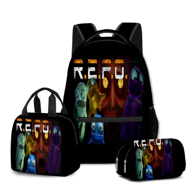 Classic Popular Novelty R.E.P.O repo 3D Printed 3pcs/Set student School Bags Travel Notebook Backpack Lunch bag Pencil Case