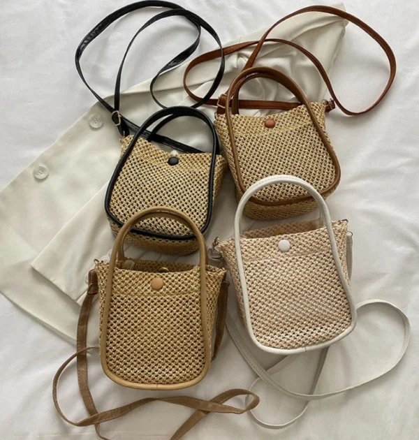 Hand-held Woven Bag Fashionable Cross-body Small Bag Simple and Popular Women's Shoulder Mobile Phone Bag Соломенная Сумка