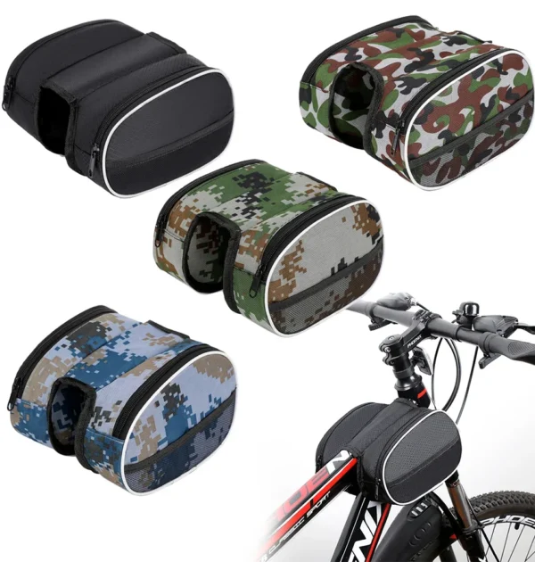 Saddle Bag Front Beam Bag Mountain Bike Storage Case Waterproof Black/Camo Polyester Material Storage Bag Storage Holder