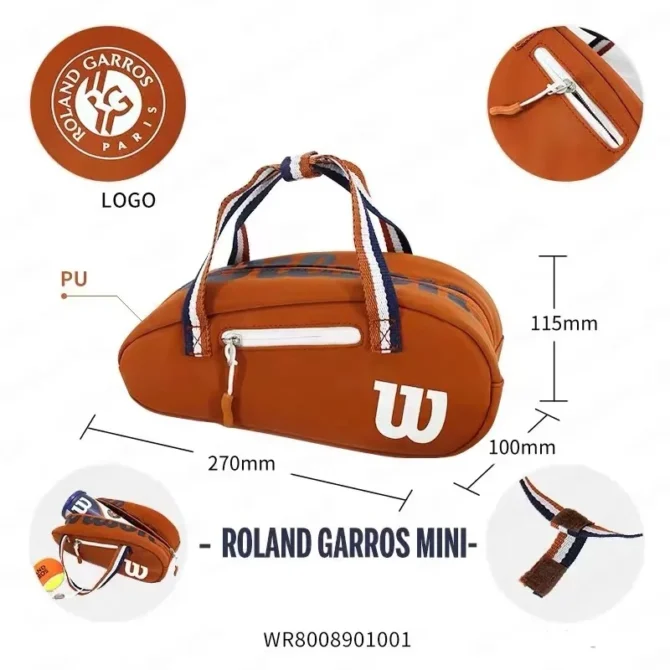 Wilson PU Leather Small Hand Bag Super Tour Tennis Accessories Bag Roland Garros Mini Travel Bag Racquet Sports ﻿