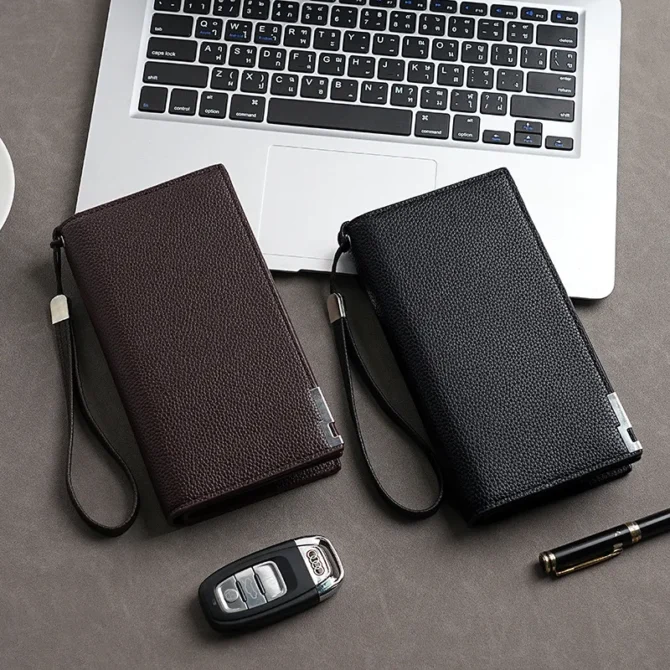 RFID Blocking Large Capacity Women's Purse, Solid Color, Soft Leather, Multi-functional Clutch Bag, Zipper, Men's Long Wallet