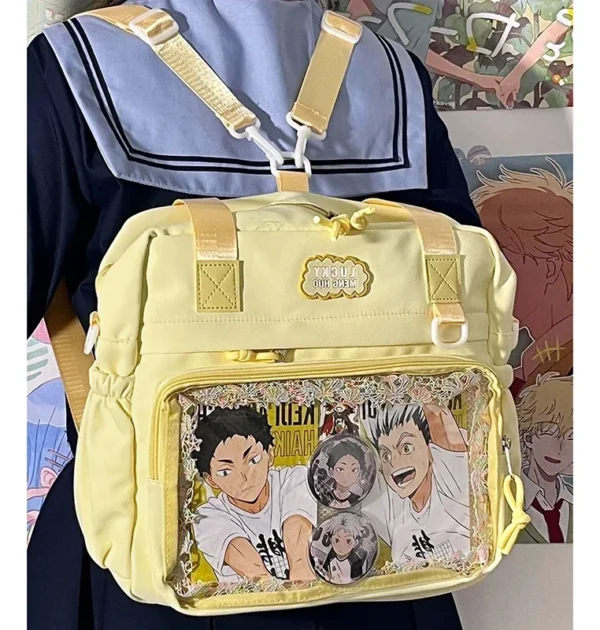 HAEX Harajuku Women Ita Bags Fashion DIY Anime Badge E Girl Backpacks Casual Nylon Large Capacity Commute Mochilas Para Mujer