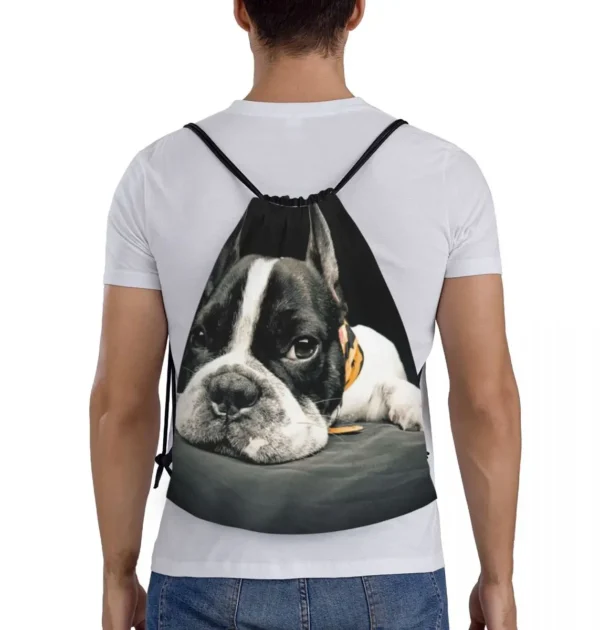 Black Boston Terrier Backpacks Fashion Portable Drawstring Bags Sundries Bag Book Bags For Travel School