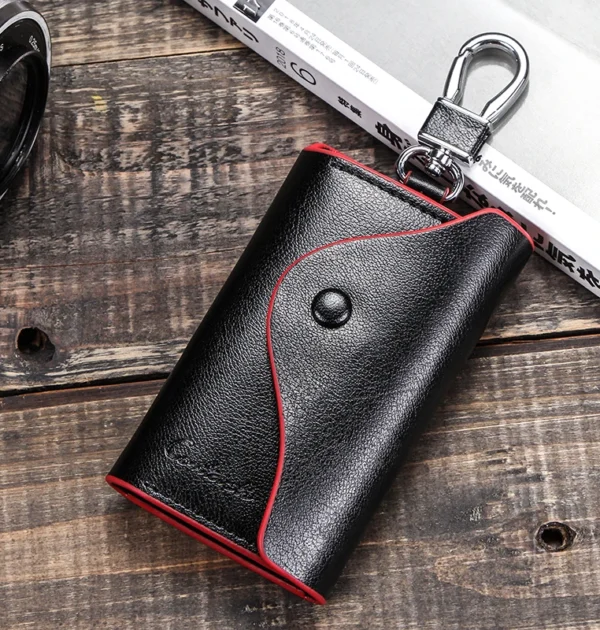 Men's Car Keys Wallets Genuine Cowhide Leather Male Key Holder Organizer Housekeeper Keychain Purse Key Ring Bag Keys Case Pouch