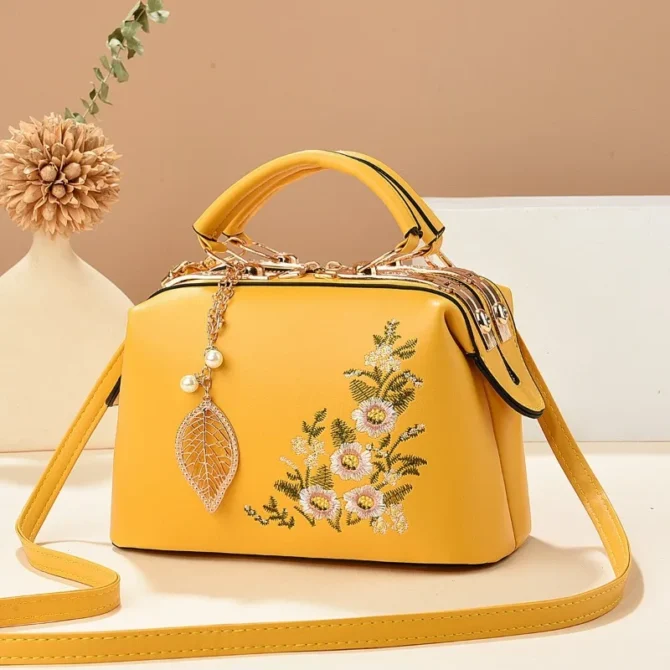 PU Leather Crossbody Bags Zipper New Fashion Embroidery Shoulder Bag for Women Thread Boston Pillow Bags Purse and Handbags