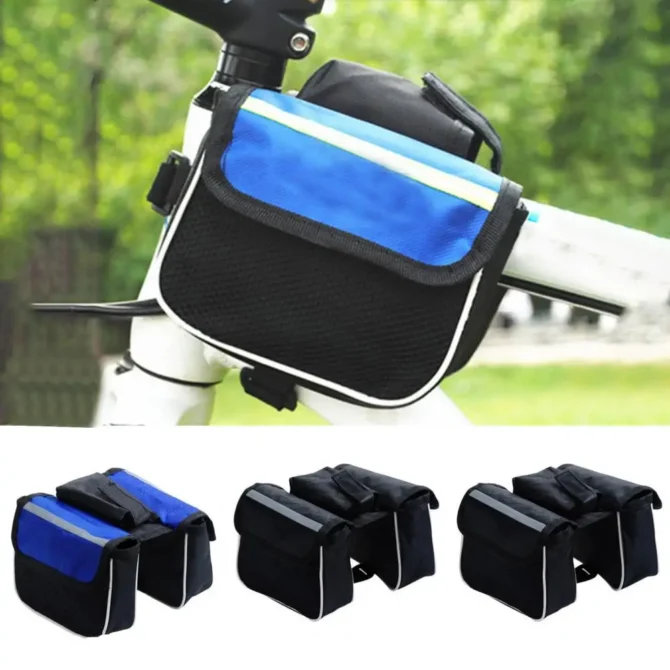 Bicycle Bag Front Reflective Strip MTB Mountain Bike 3-in-1 Bike Front Beam Upper Tube Saddle Bag accesorios para bicicletas