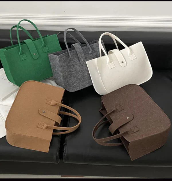 New Fashion Women Bag Felt Cloth HandBag Female Large Capacity Totes Ladies Solid Color Travel Shopping Bags Purses bolso mujer