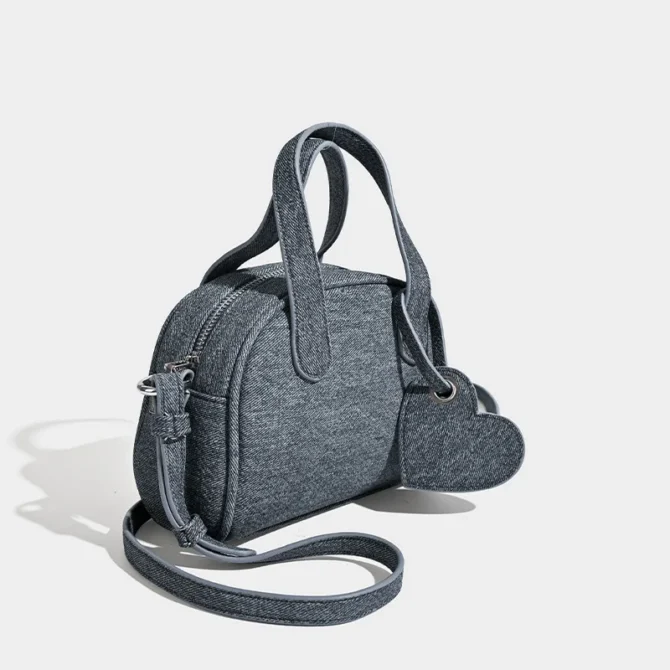 Vintage imitation denim women handbag small Boston bag Trend Designer female shoulder messenger bag PU Leather ladies totes