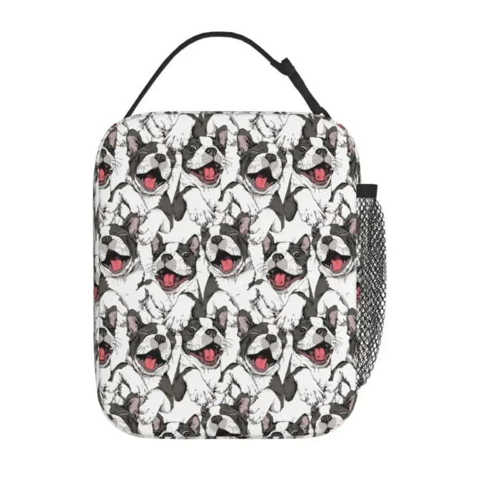 Smiling Funny Boston Terrier Merch Insulated Lunch Bags For Work Dog Adorable Boxes