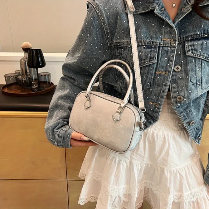 Y2K Boston Handbag Vintage Mini Crossbody Bag for Women