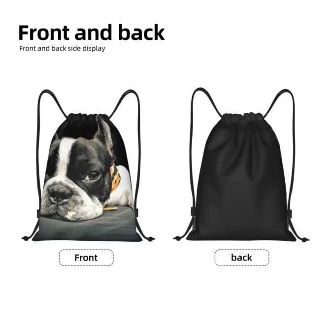 Black Boston Terrier Backpacks Fashion Portable Drawstring Bags Sundries Bag Book Bags For Travel School
