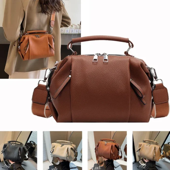 High Quality Female Top Handle Messenger Bags Luxury Women Tote Handbags PU Genuine Leather Ladies Boston Shoulder Bags