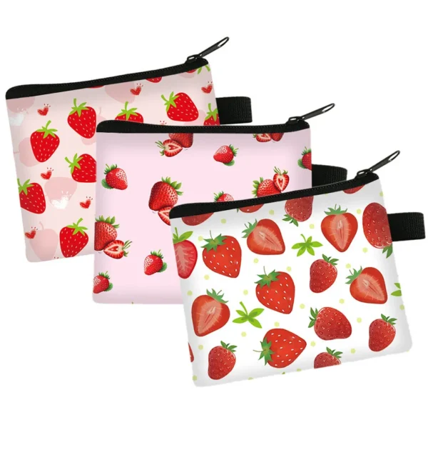 Fruit Print Coin Purse Card Holder Women Zipper Small Wallet Clutch Coin Money Bag Business Credit Card Bag Lipstick Bag Pouch