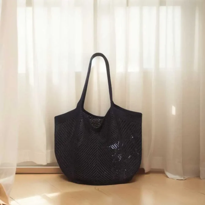 Women Summer Beach Bag Solid Color Aesthetic Shoulder Bag Large Capacity Knitting Shopping Handbag Ladies Daily Handbag