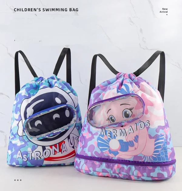 Children's swimming backpack, outdoor sports travel storage bag, portable and cute backpack, waterproof student backpack