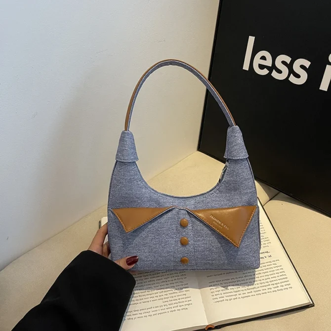 Niche design, high-end feel, contrasting color buttons, underarm bag, versatile commuting shoulder bag, handbag