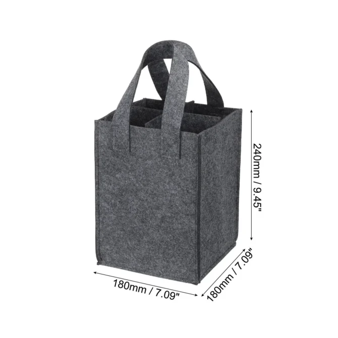 4 Bottle Wine Carrier Wine Gift Bags Divider Felt Wine Storage Tote Bags Reusable Grocery Bags Handles
