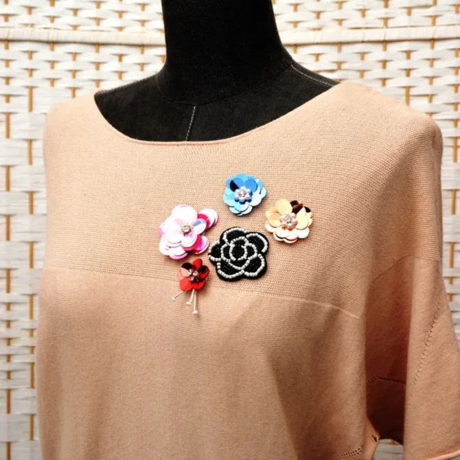 Handmade Flower Colored Sequin Beads Flower Cloth Sticker Small DIY Clothing Accessories Shoes Bag Decoration Patch Hand Sewn