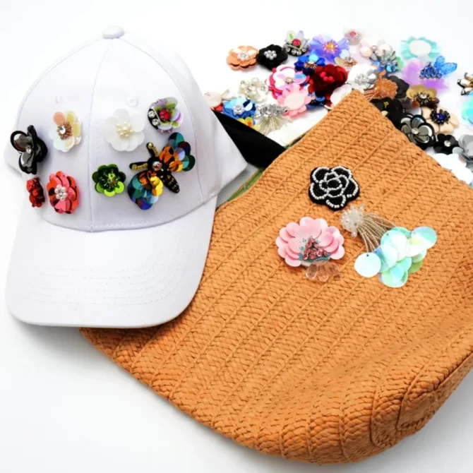 Handmade Flower Colored Sequin Beads Flower Cloth Sticker Small DIY Clothing Accessories Shoes Bag Decoration Patch Hand Sewn