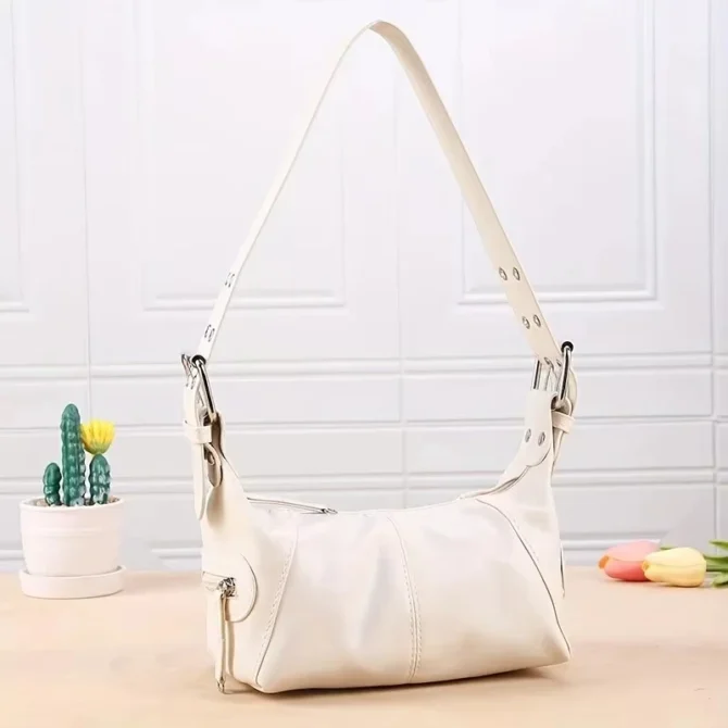 Underarm Bag Women's Bag Cool Drag Style Single Shoulder Underarm Stick Bag Niche Design Leather Zipper Single Shoulder Handbag