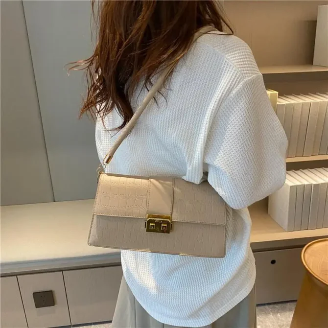 Senior Crocodile Pattern Ladies Handbag Simple Atmosphere Girls Underarm Bag Exquisite Fashion Shoulder Crossbody Bag Simple