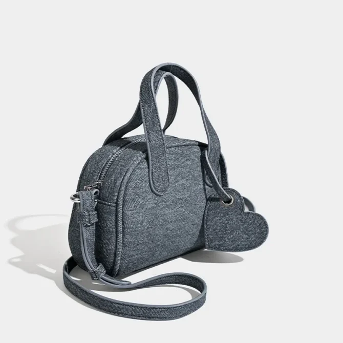 Retro imitation denim women's handbag, small Boston bag, trendy designer women's shoulder crossbody bag