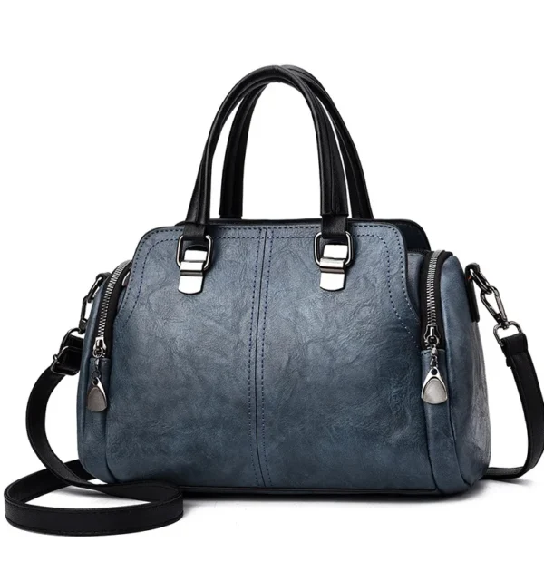 2025 Soft PU Leather Boston Shoulder Bag Women's Crossbody Handbag with Zipper Compartments, 7 Colors, Medium Size