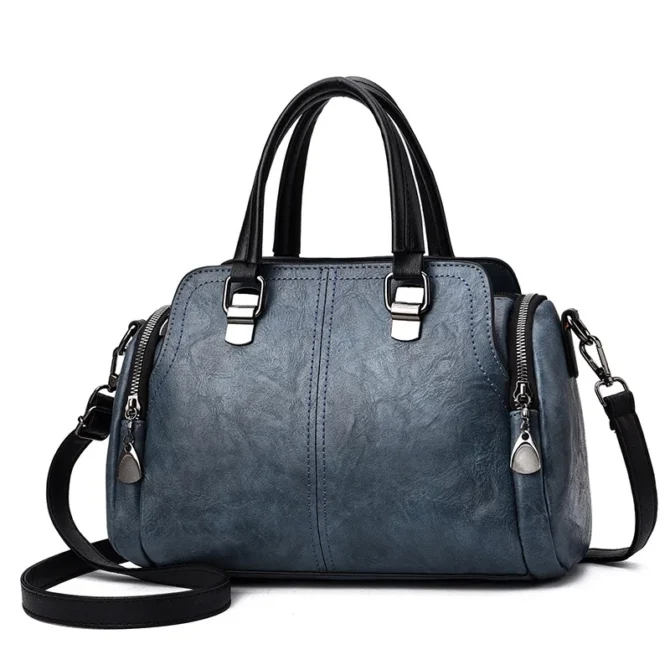2025 Soft PU Leather Boston Shoulder Bag Women's Crossbody Handbag with Zipper Compartments, 7 Colors, Medium Size